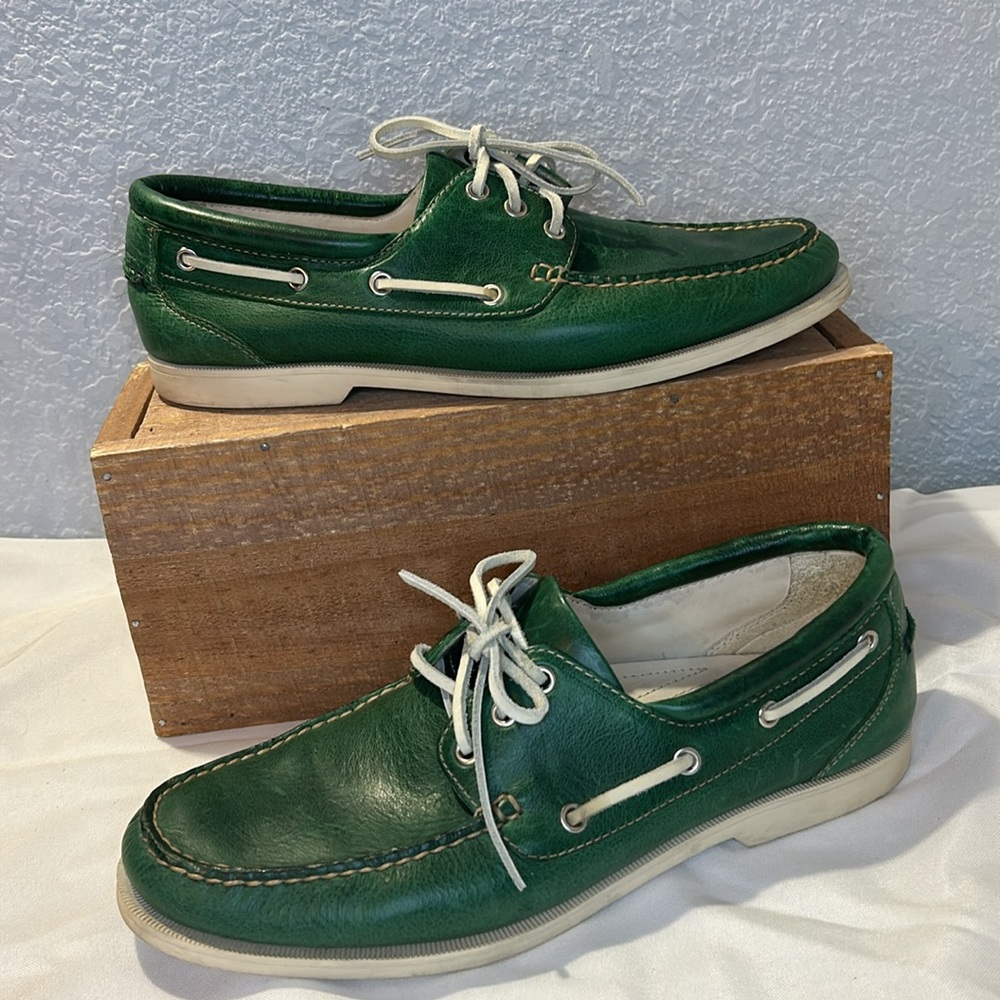 Cole Haan green leather boat shoes - Picture 3 of 8